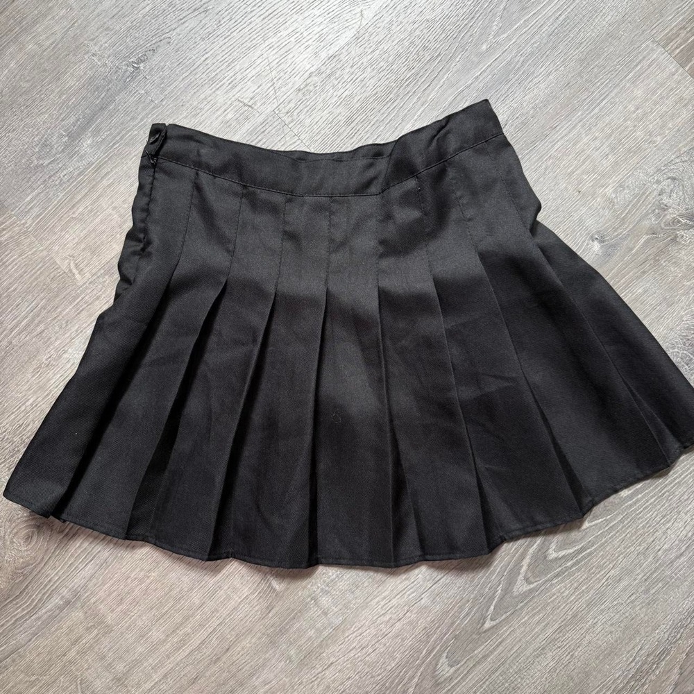 Black Pleated Mini Skort Goth Grunge Alt Schoolgirl Skirt with Shorts Zipper